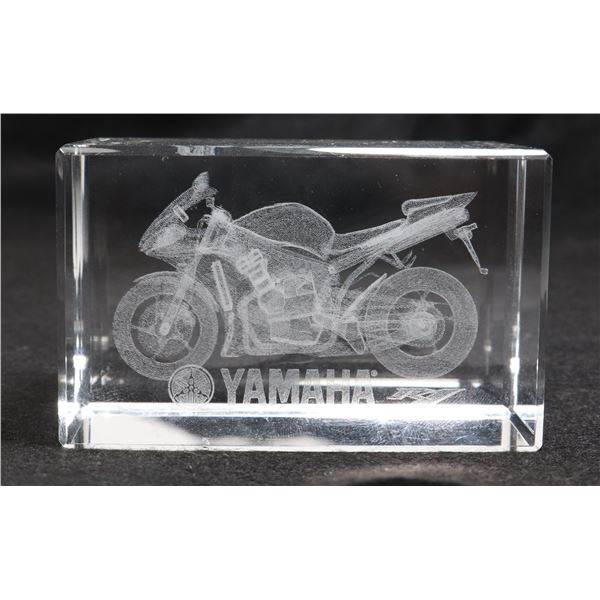 PROMOTIONAL YAMAHA MOTORCYCLE GLASS DISPLAY