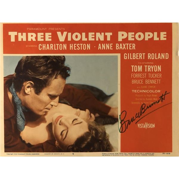 Three Violent People signed lobby card