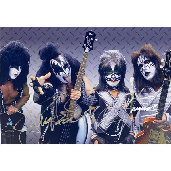 Kiss facsimile band signed photo