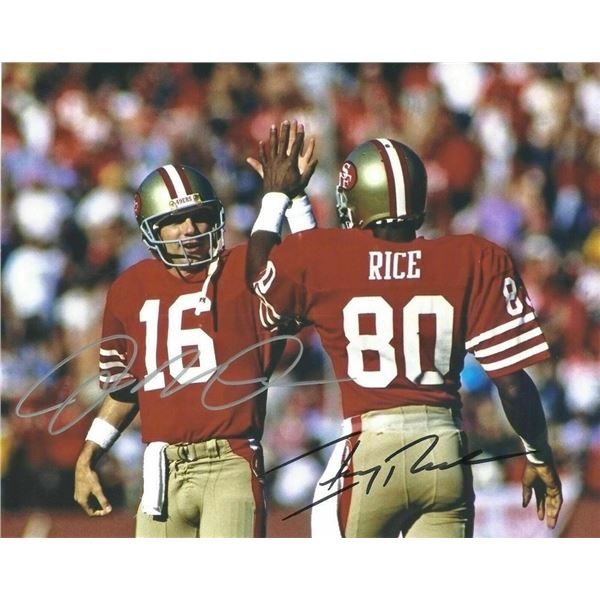 San Francisco 49ers Joe Montana and Jerry Rice facsimile signed  photo
