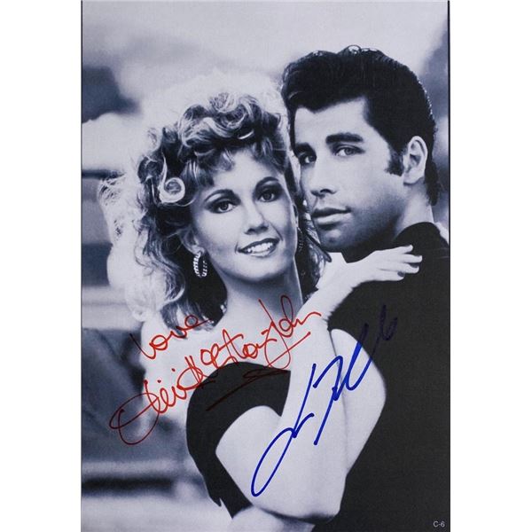Grease Olivia Newton-John and John Travolta facsimile signed  movie photo