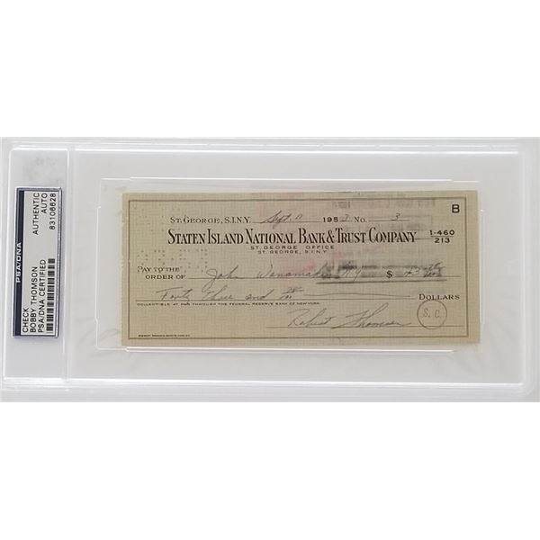 Boston Red Sox Bobby Thomson encapsulated signed check
