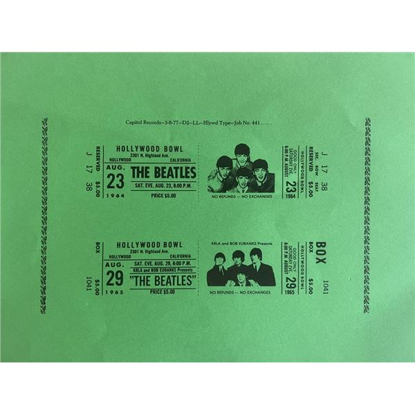Beatles reproduction concert ticket album prop