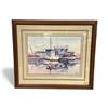 Image 1 : Framed nautical watercolor-style - signed print by Jean Burr - approx 26 1/2" x 22 1/2"