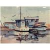 Image 2 : Framed nautical watercolor-style - signed print by Jean Burr - approx 26 1/2" x 22 1/2"