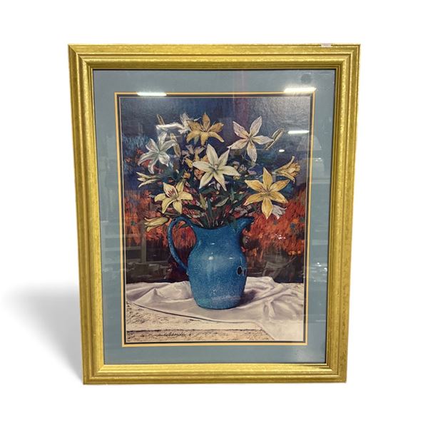 Framed Floral – “A Pitcher of Flowers” - Signed Print by Claude Schneider