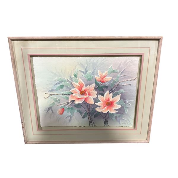 Framed Textured Floral Print by Parker - approx 41" x 33"