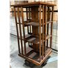 Image 2 : Vintage solid oak rotating bookshelf on casters 21" x 21" x 41" H