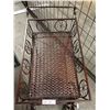 Image 2 : Vintage Metal 2-Tier Rolling Serving Cart w/ Decorative Scrollwork & Large Spoked Wheels