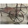 Image 3 : Vintage Metal 2-Tier Rolling Serving Cart w/ Decorative Scrollwork & Large Spoked Wheels