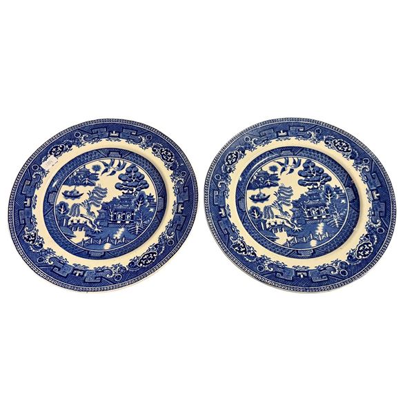 Set of 2 Vintage Alfred Meakin "Old Willow" Dessert Plates