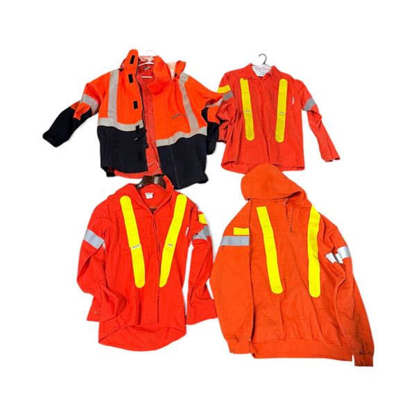 Group of 3 Ago industries hi-vis longsleeve shirts / hooded sweatshirt & BC Hydro Hi-Vis Jacket