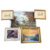 Image 1 : Shelf of assorted vintage framed signed portraits & paintings