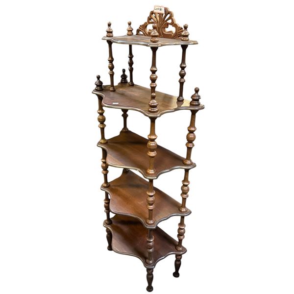 Vintage Victorian mahogany style 5 tier shelf - approx 55" H