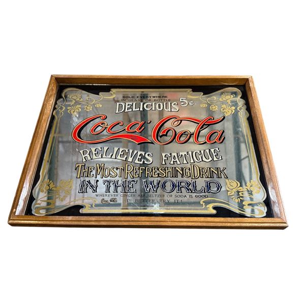 Vintage Coca Cola Advertising Mirror - approx 15 1/2" x 12"