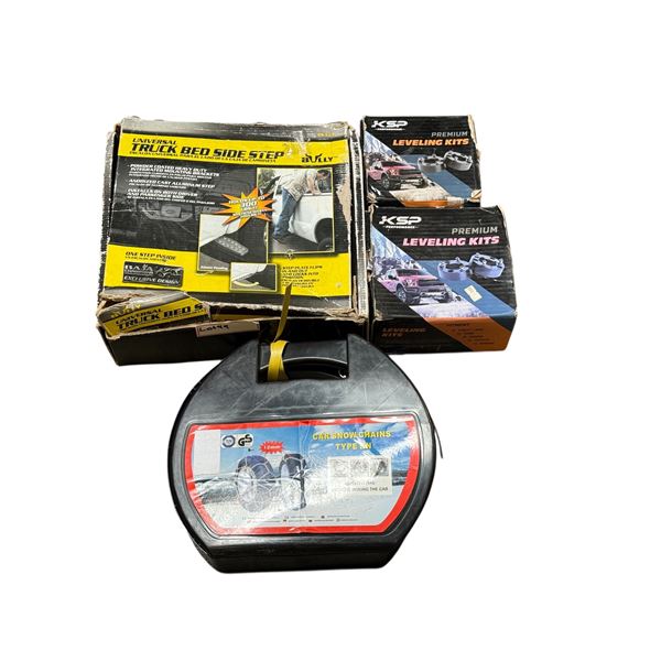 Group of assorted car related items - includes 2 KSP Performance leveling kits / universal truck bed