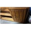 Image 3 : Vintage wooden double door storage cabinet - solid oak (approx 54" x 16" x 27" H)