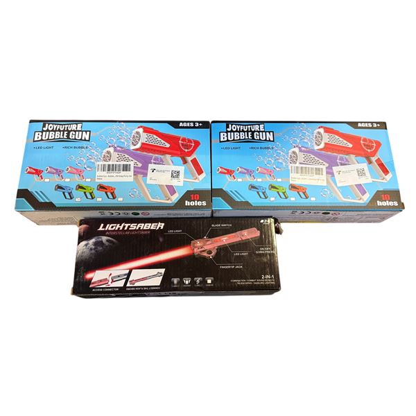 3 pc - interstellar lightsaber & 2 joyfuture bubble guns