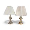 Image 1 : Pair of chrome table lamps w/ pleated shades - approx 28" H