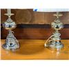 Image 2 : Pair of chrome table lamps w/ pleated shades - approx 28" H