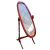 Image 1 : Red wood framed cheval floor mirror - approx 5ft