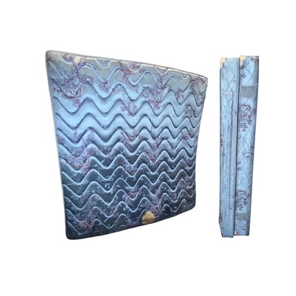 King Size - floral pattern mattress & 2 single bed box springs