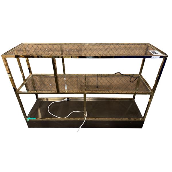 Gold framed glass display cabinet - approx 63" W x 18" D x 42" H (From Hudson's Bay)