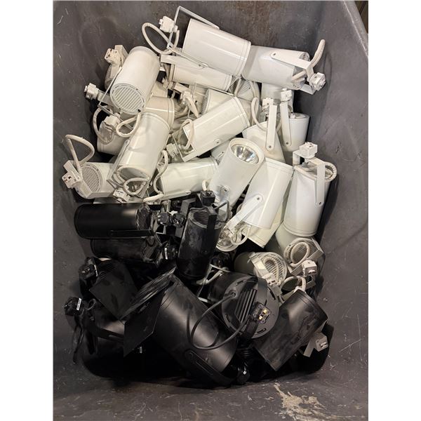 Large lot of assorted black & white retail store lighting (From Hudson's Bay)