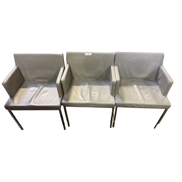 Set of 3 grey leather armchairs (From Hudson's Bay)