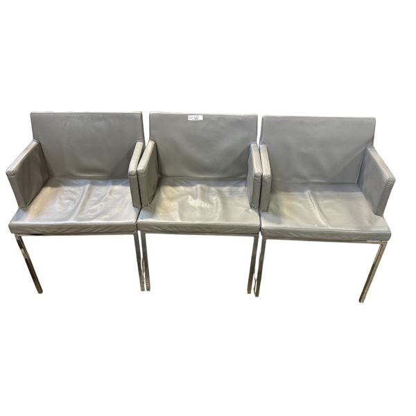 Set of 3 grey leather armchairs (From Hudson's Bay)