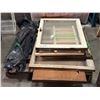 Image 1 : Pallet of assorted estate items - includes vintage glass windows / golf clubs / painting etc