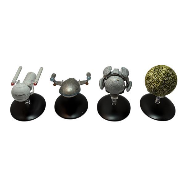 4pc Star Trek Starship Models - Fesarious, Eymorg Ion Drive Ship, Mudd's Class J Cargo Ship & Daedal