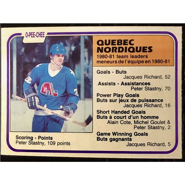 1981-82 O-PEE-CHEE PETER STASTNY (HOF)