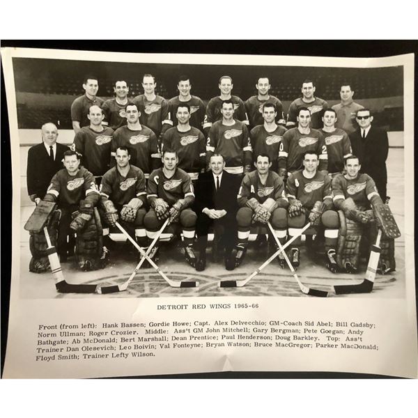 1965-66 DETROIT RED WINGS 8"x10" TEAM PHOTO
