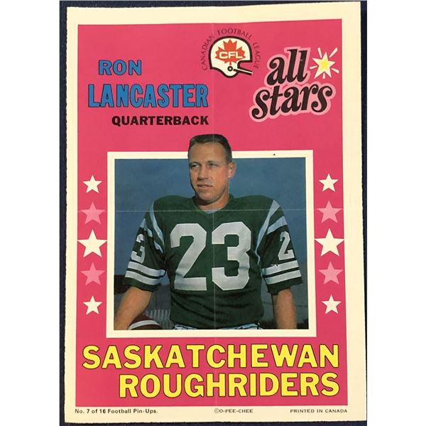 1971 O-PEE-CHEE CFL INSERT POSTER - RON LANCASTER (HOF)