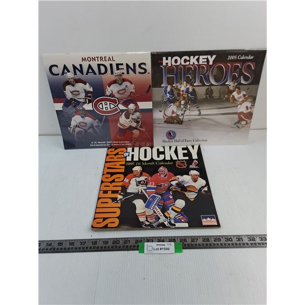 (3) Collector NHL Calendars(2005 Canadiens & Hockey Heroes, 1995 Superstars)