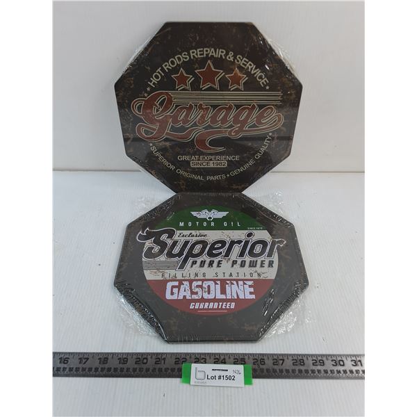 (2) Metal "Automotive Themed" Wall Decor - 12" x 12"