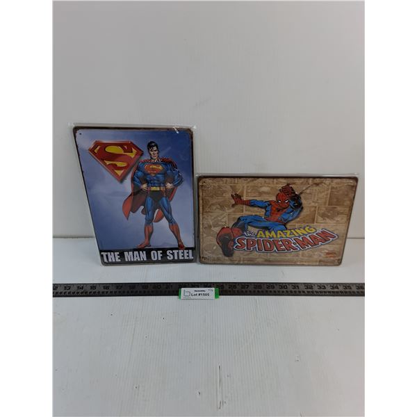 (2) Metal Super Heroes Wall Decor - 8" x 12"