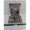 Image 1 : (2) Metal Wall Decor (Tool Rules, Lucky Lugnuts) - 8" x 12"