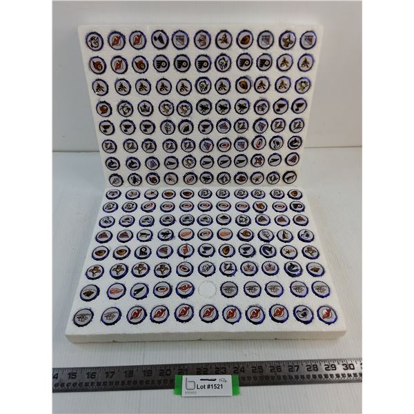 (2) 88-Count Styrofoam Boards of NHL Bottle Caps (1 Board Missing 1 Cap) - 16" x 12" Each