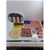 Image 1 : Metal American Flag Serving Tray & Decor, Saskatchewan Flag, Doilies