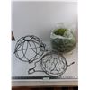 Image 1 : (2) Hanging Metal Baskets (18" & 14" Diameters), Large Artificial Orb Plant