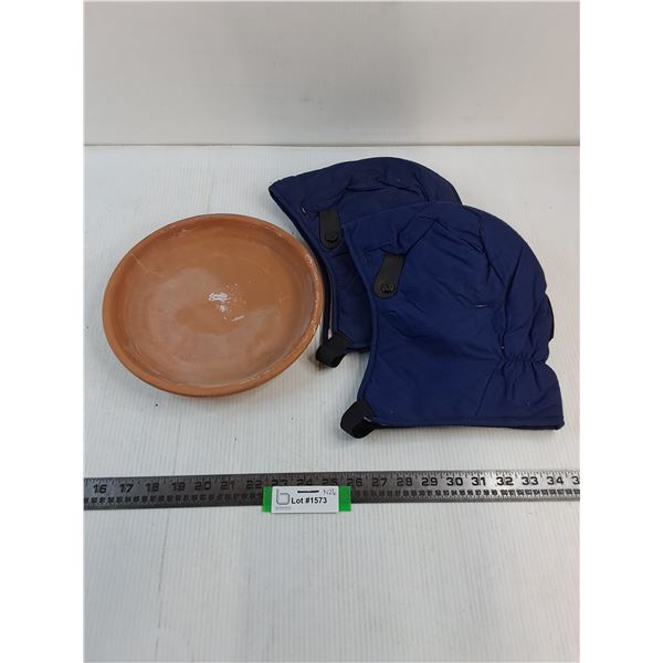 (2) Insulated Hoods, Earthenware Plant Pot Holder - 9.5" Diameter