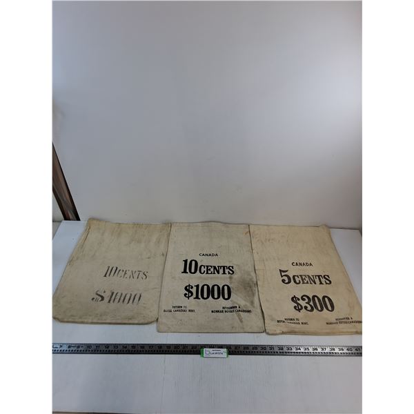 (3) Royal Canadian Mint Canvas Coin Bags