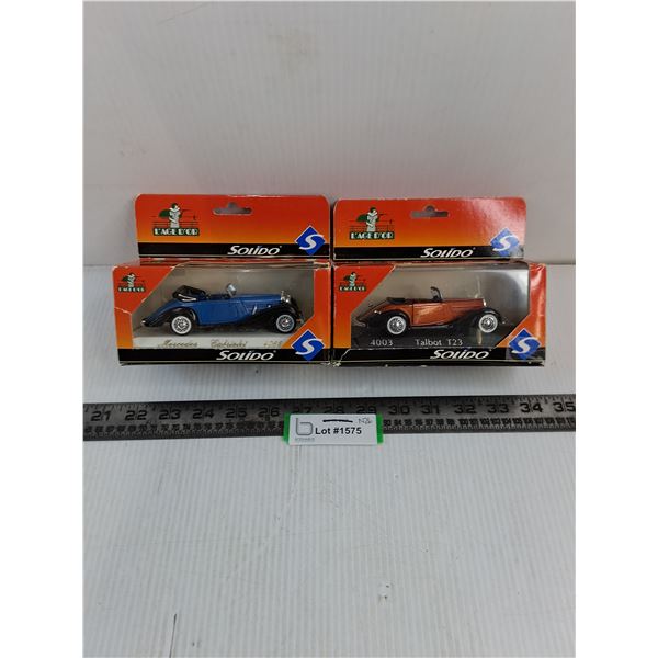 (2) Solido In Box Die-Cast 1:43 Scale Replica Cars (Mercedes Cabriolet, Talbot)