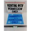 Image 1 : (2) Metal 14" x 11" 'Permission' Signs (Hunting & Snowmobiling)