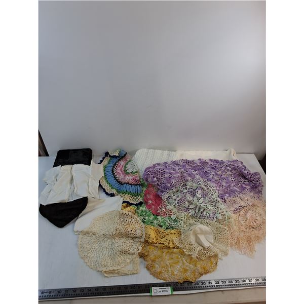 Assorted Doilies & Table Linens, Scarves, Misc.