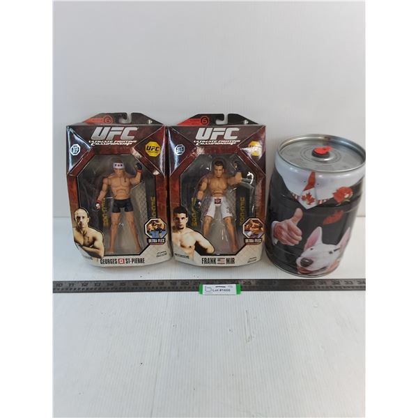 (2) Zuffa UFC Action Figures (Frank Mir, Georges St.Pierre), Molson "Bubba" Empty Beer Keg