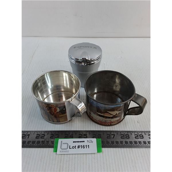 Cup Holder Cigarette Ashtray, Tin "Ponderosa" Camping Cups