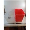 Image 1 : (2) Plastic Storage Bins (20x14x12" & 20x13x16") - Pickup Only